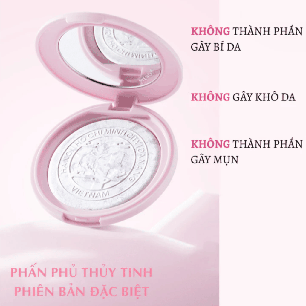 [MUA 1 TẶNG 1] Phấn Phủ Nén Thủy Tinh MENOW Mỏng Mịn Tự Nhiên Clear Radiant Pressed Powder Viet Nam Edition 7g
