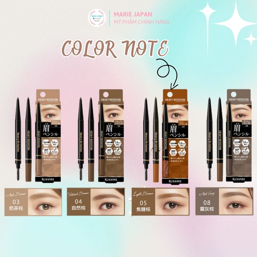 Chì Kẻ Mày 2 Đầu Kiss Me Heavy Rotation Tự Nhiên Sắc Nét Chống Lem Trôi Eyebrow Pencil & Powder Nhật Bản