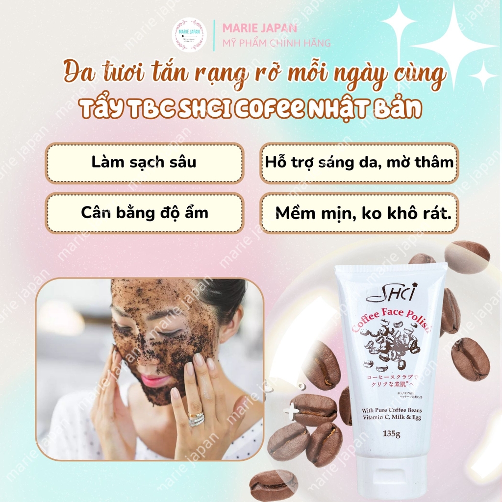 Tẩy Tế Bào Chết Mặt SHCI Coffee Sạch Sâu Ngừa Mụn Sáng Mịn Tự Nhiên Nhật Bản 135g