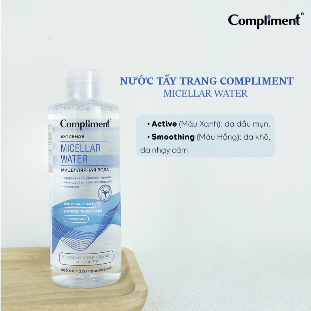 Nước Tẩy Trang Compliment Làm Sạch Sâu Dành Cho Mọi Loại Da Micellar Water Chai 400ml