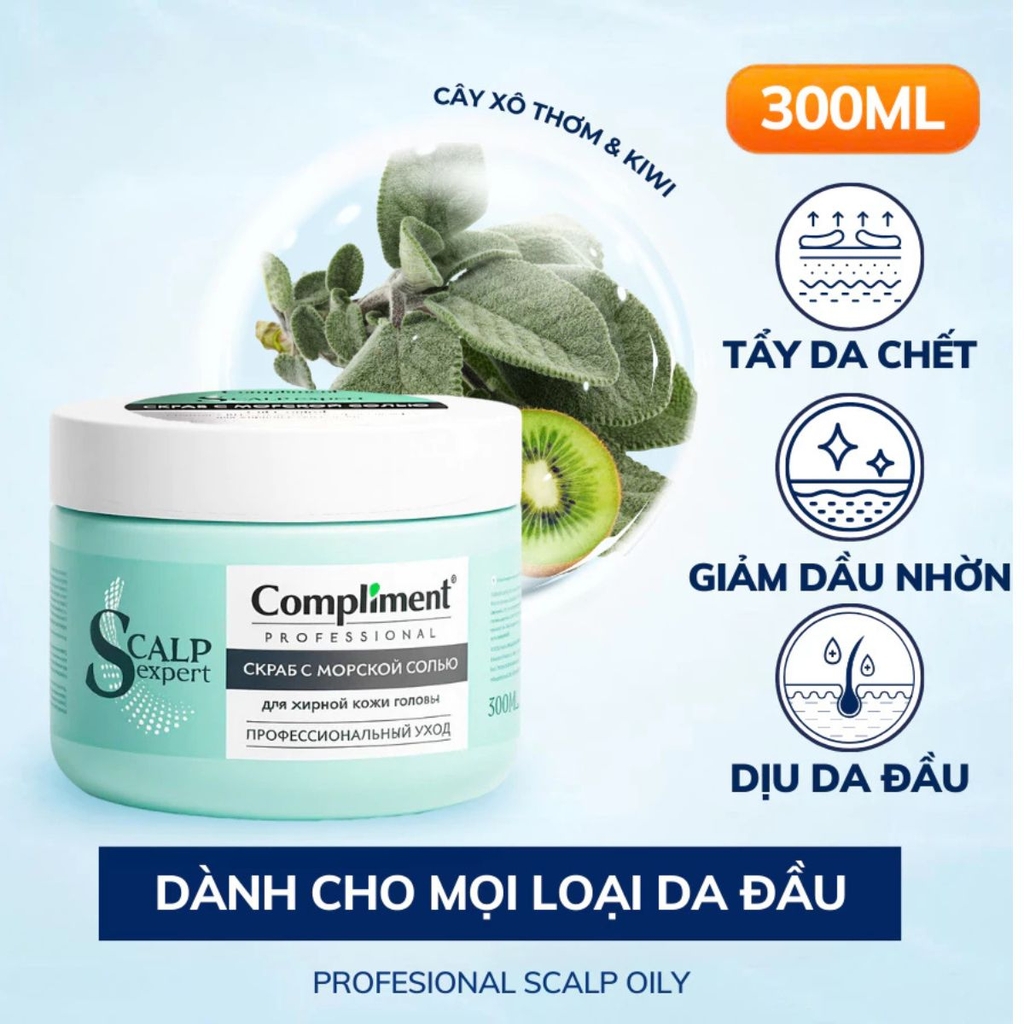 Tẩy Tế Bào Chết Da Đầu Compliment Sạch Sâu Giảm Dầu Nhờn Ngăn Bết Ngứa Nga 300ml