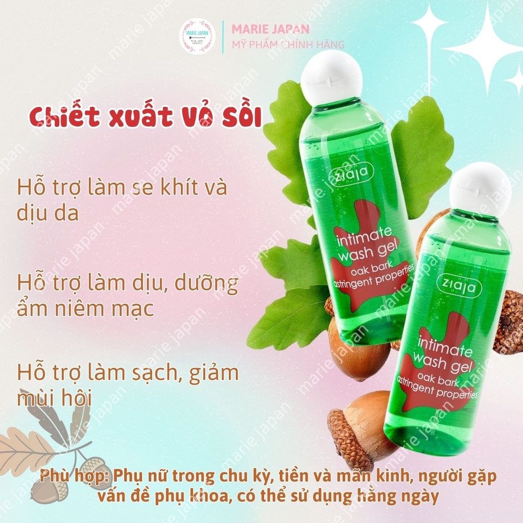 Dung Dịch Vệ Sinh Intimate ZIAJA Wash Gel Dưỡng Ẩm Khử Mùi Cân Bằng PH Chai 200ml