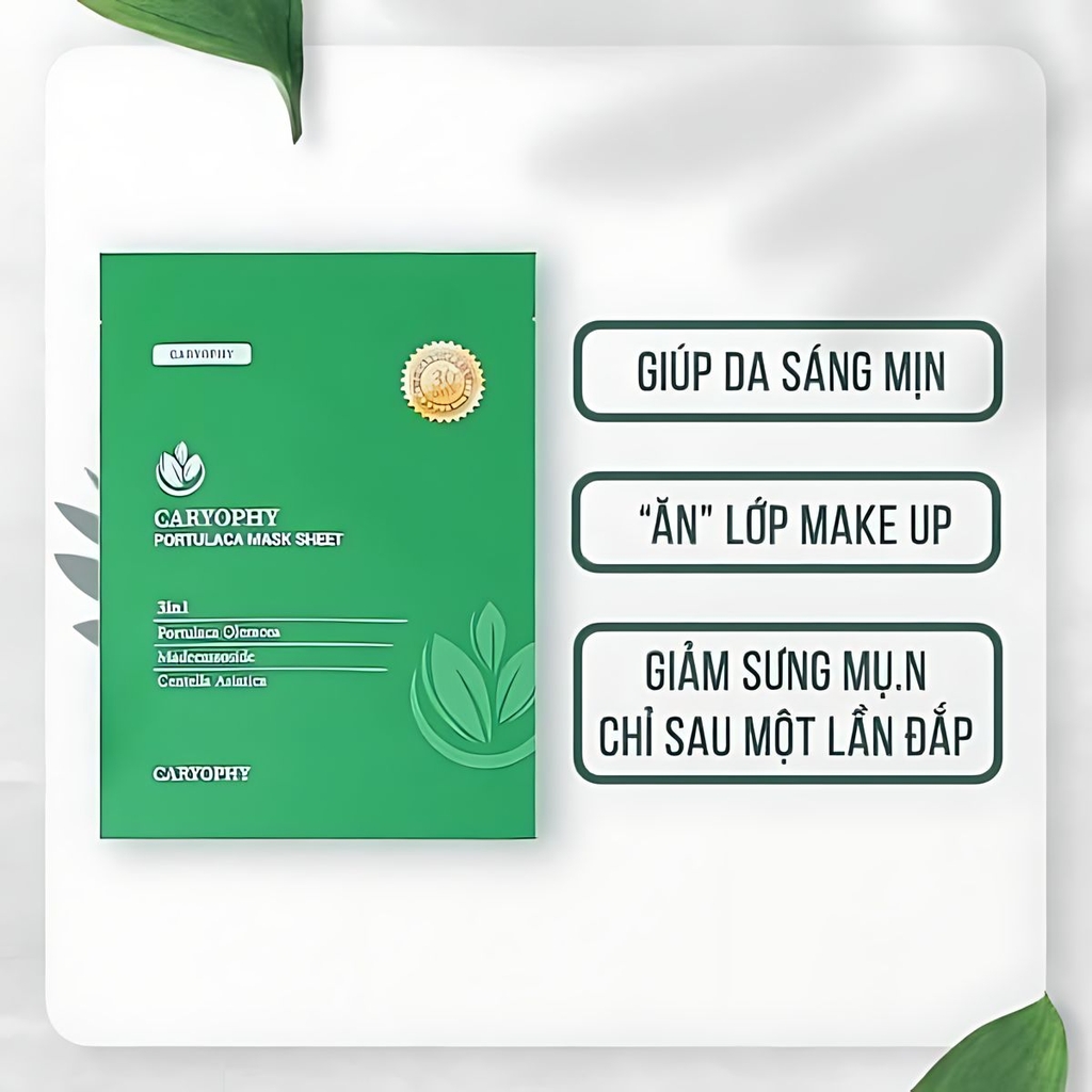 Mặt Nạ Tràm Trà Caryophy Portulaca Mask Sheet Cấp Ẩm Phục Hồi Giảm Mụn Hàn Quốc 22g