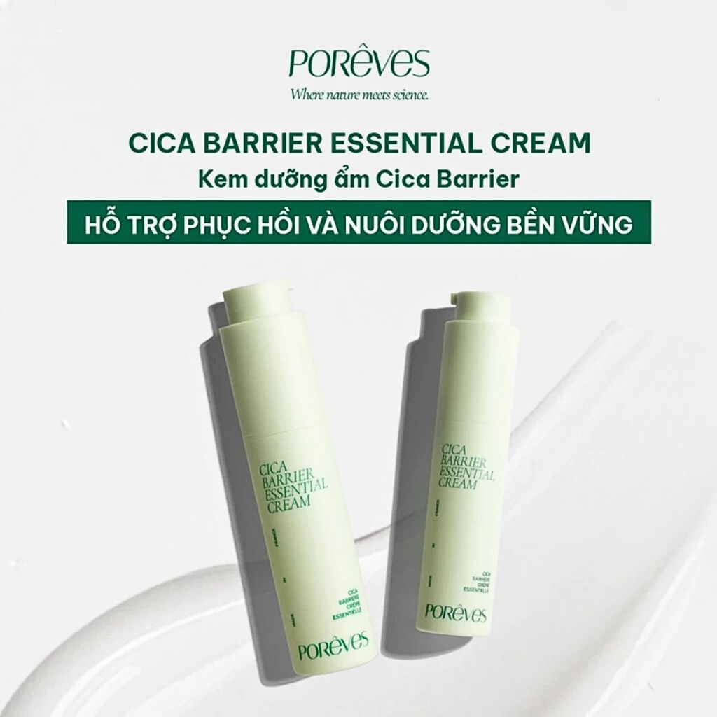 Kem Dưỡng Porêves Cica Barrier Essential Dưỡng Ẩm Phục Hồi Làm Dịu Da Chai 50ml