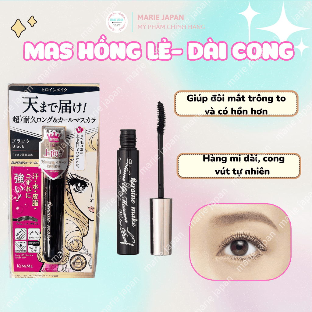 Set Mascara + Tẩy Trang + Kẻ Mắt Kiss Me Heroine - SET 3 MÓN HỒNG