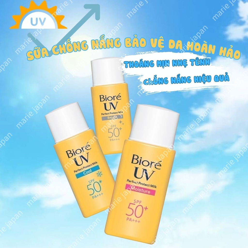 Kem Chống Nắng Biore UV Dạng Sữa Sáng Mịn Da Perfect Protect Milk/ Smooth Velvet UV Nhật Bản