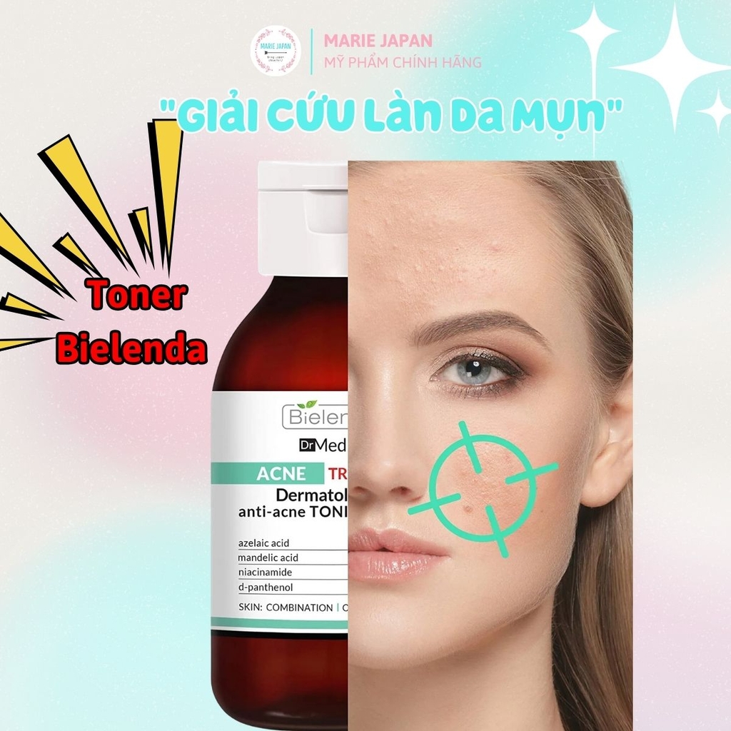 Toner Bielenda Dr.Medica Anti‑Acne Sạch Sâu Ngừa Mụn Cân Bằng Da Dermatological Toning Liquid 250ml