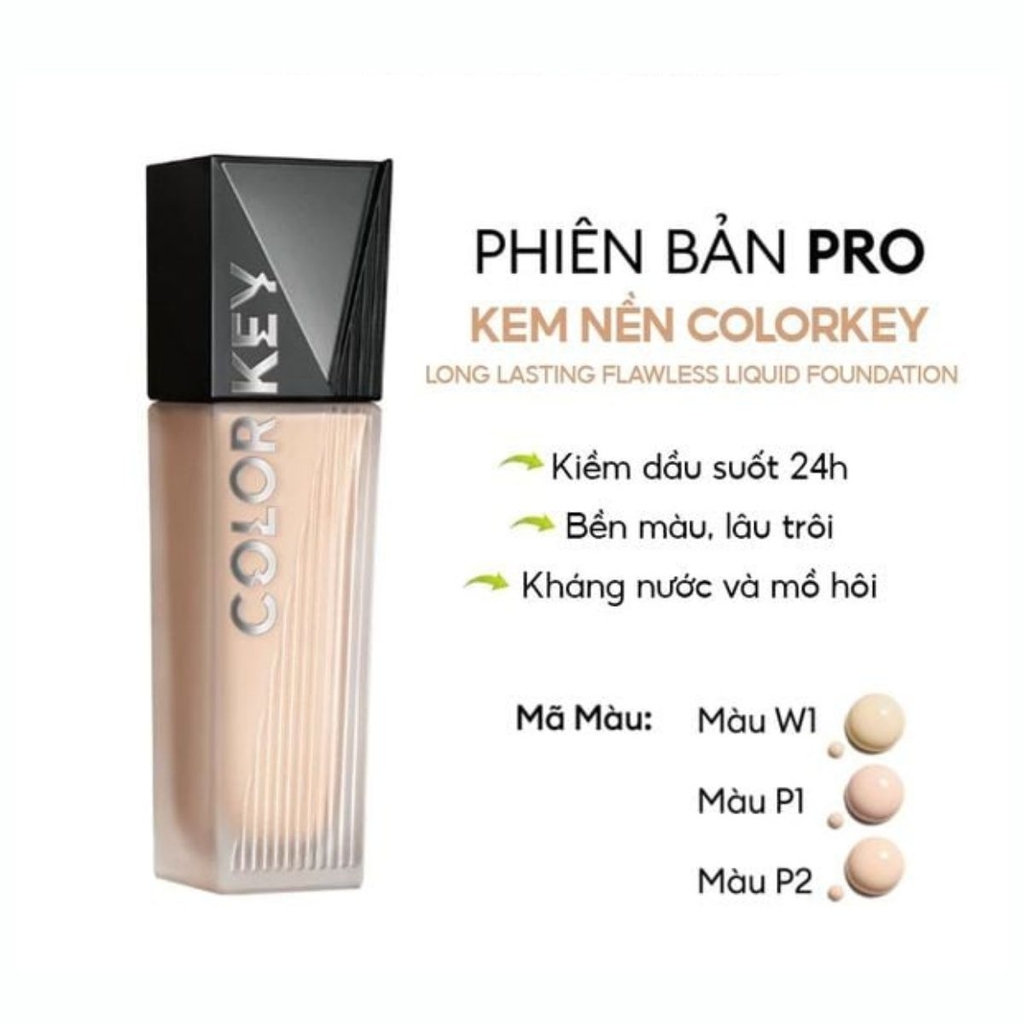 Kem Nền Colorkey Dạng Lỏng Kiềm Dầu Mỏng Nhẹ Mịn Màng Lâu Trôi Lasting Flawless Liquid Foundation 30g