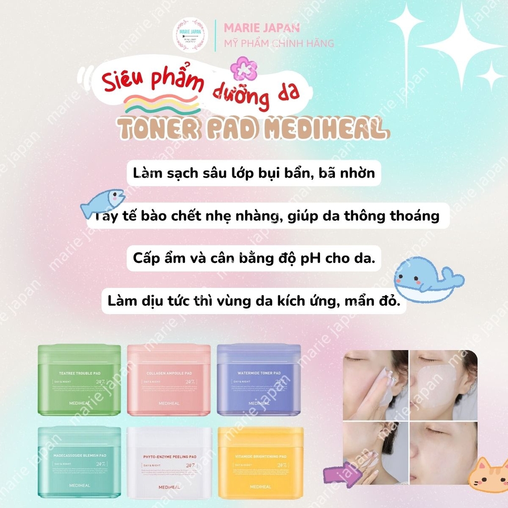 Toner Pad Mediheal Sạch Sâu Dưỡng Ẩm Sáng Da Hàn Quốc Hộp 170ml