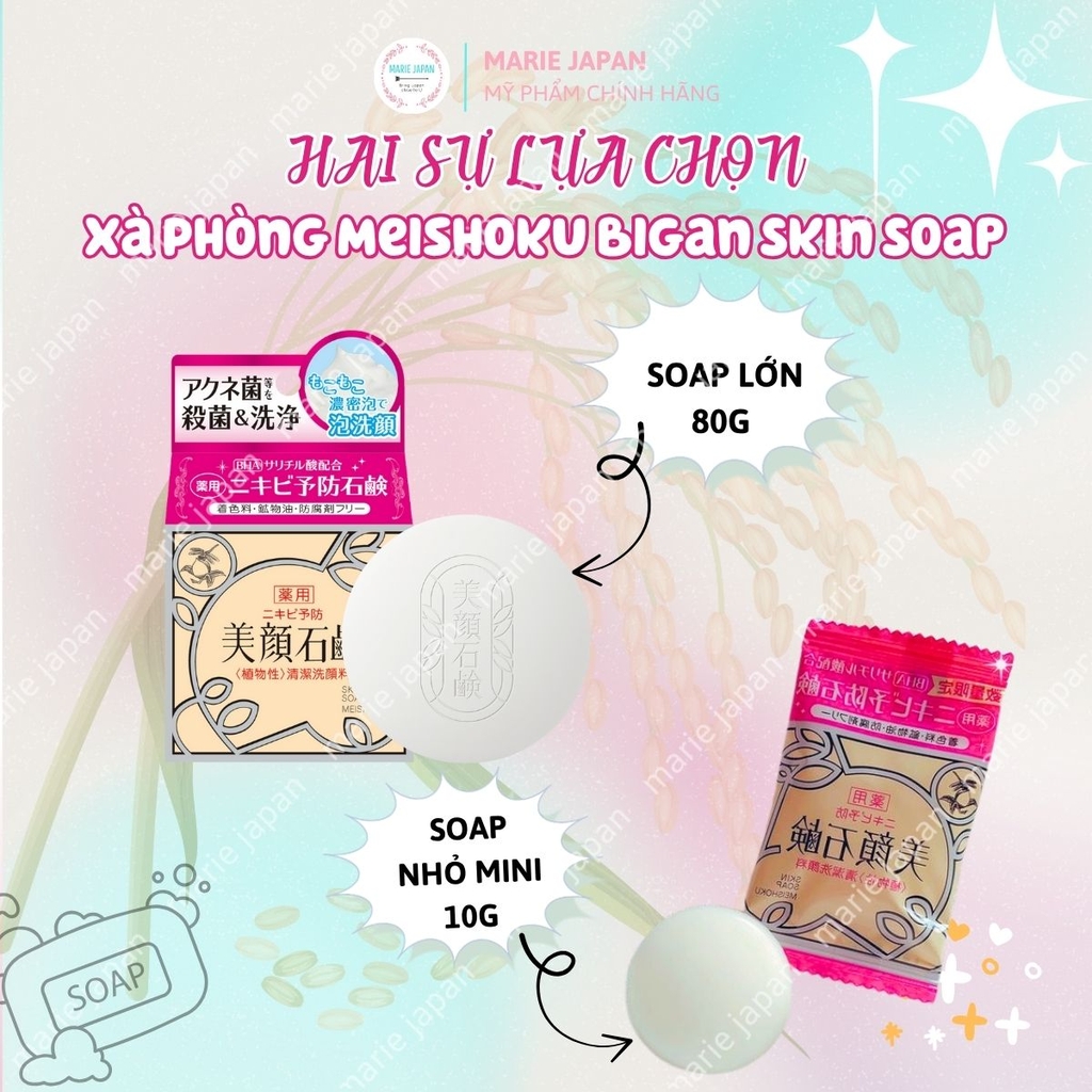Xà Phòng Meishoku Bigan Skin Soap Làm Sạch Sâu Hỗ Trợ Giảm Mụn Dưỡng Da Mịn Màng Nhật Bản