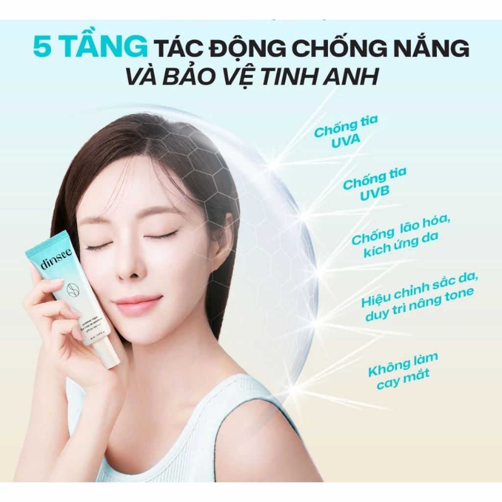 Kem Chống Nắng  Dinsee Premium Nâng Tone Triệt Sắc Ráo Mịn Vegan Tone Up Sunscreen SPF50+ PA++++ Hàn Quốc 50ml