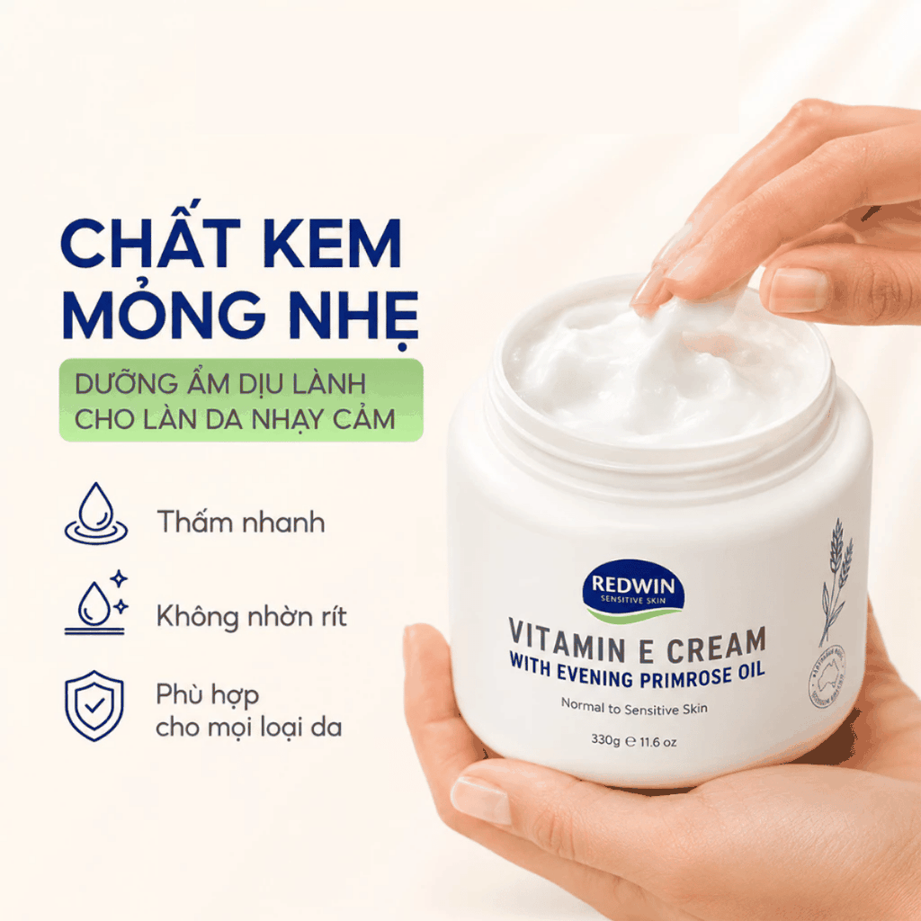 Kem Dưỡng Ẩm Redwin Vitamin E Cream Siêu Mềm Mịn Phục Hồi Da MẪU MỚI 330g