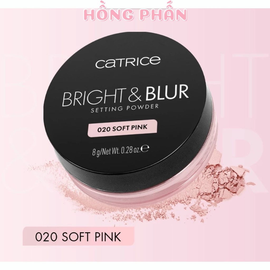 Phấn Phủ Catrice Mỏng Nhẹ Nâng Tone Căng Bóng Da Bright & Blur Setting Powder 8g - TẶNG 1 BÔNG PHẤN CATRICE