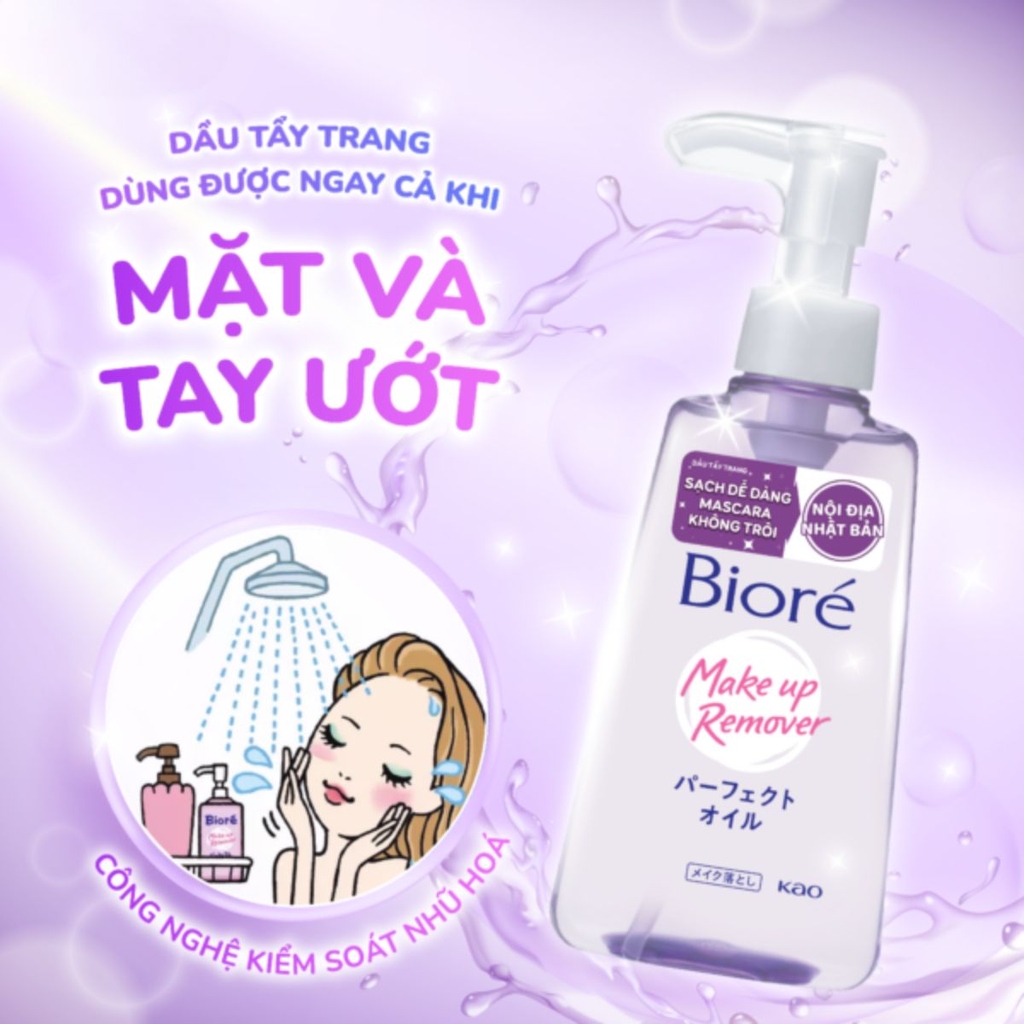 Dầu Tẩy Trang Biore Sạch Sâu Dưỡng Ẩm Mịn Mướt Da Makeup Remove Perfect Oil Nhật Bản Chai 150ml