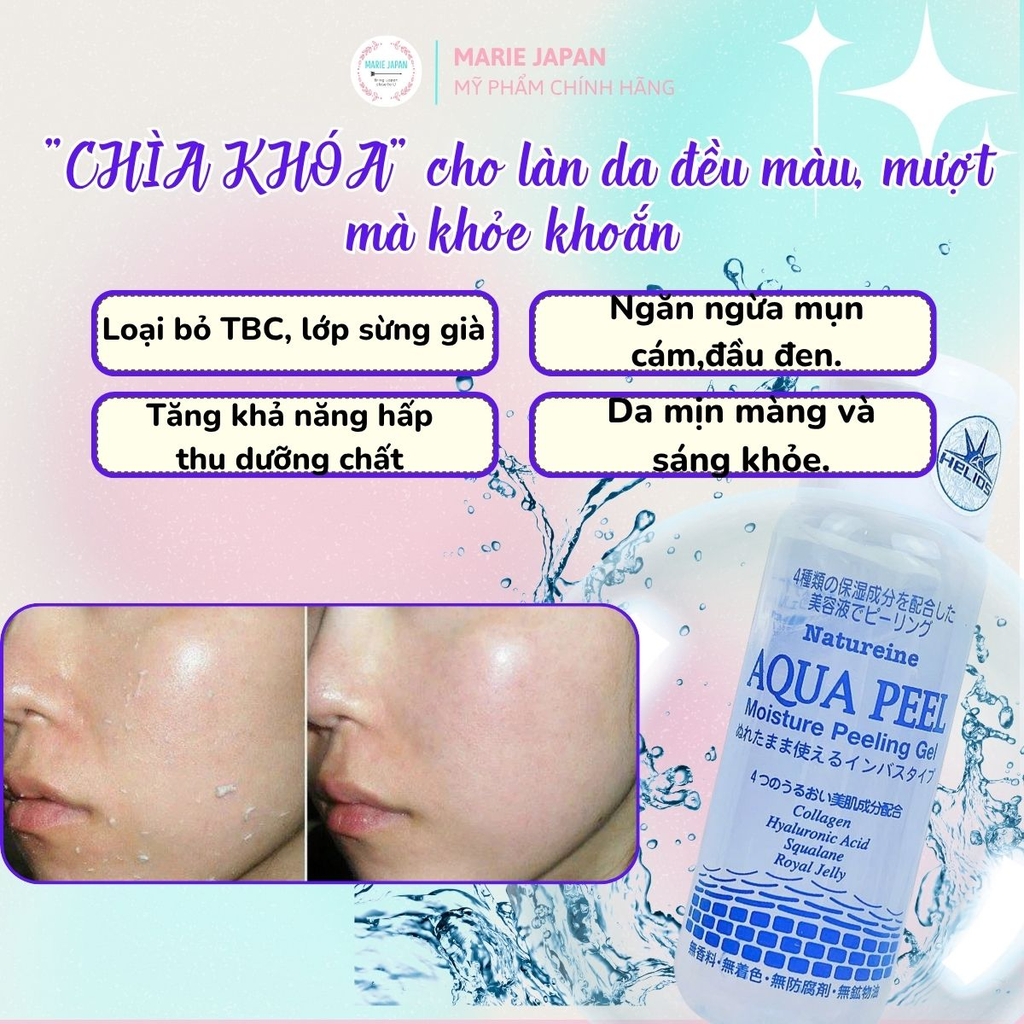 Tẩy Tế Bào Chết Natureine Aqua Peel Gel Sạch Dịu Nhẹ Dưỡng Ẩm Sáng Da Nhật Bản Chai 200ml 