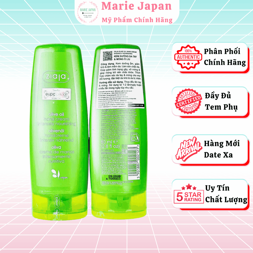[MUA 1 TẶNG 1] Kem dưỡng tay & móng Ziaja Olive Oil Dưỡng ẩm mềm mịn, giảm khô ráp,móng chắc khỏe-TẶNG 1 MASK JM