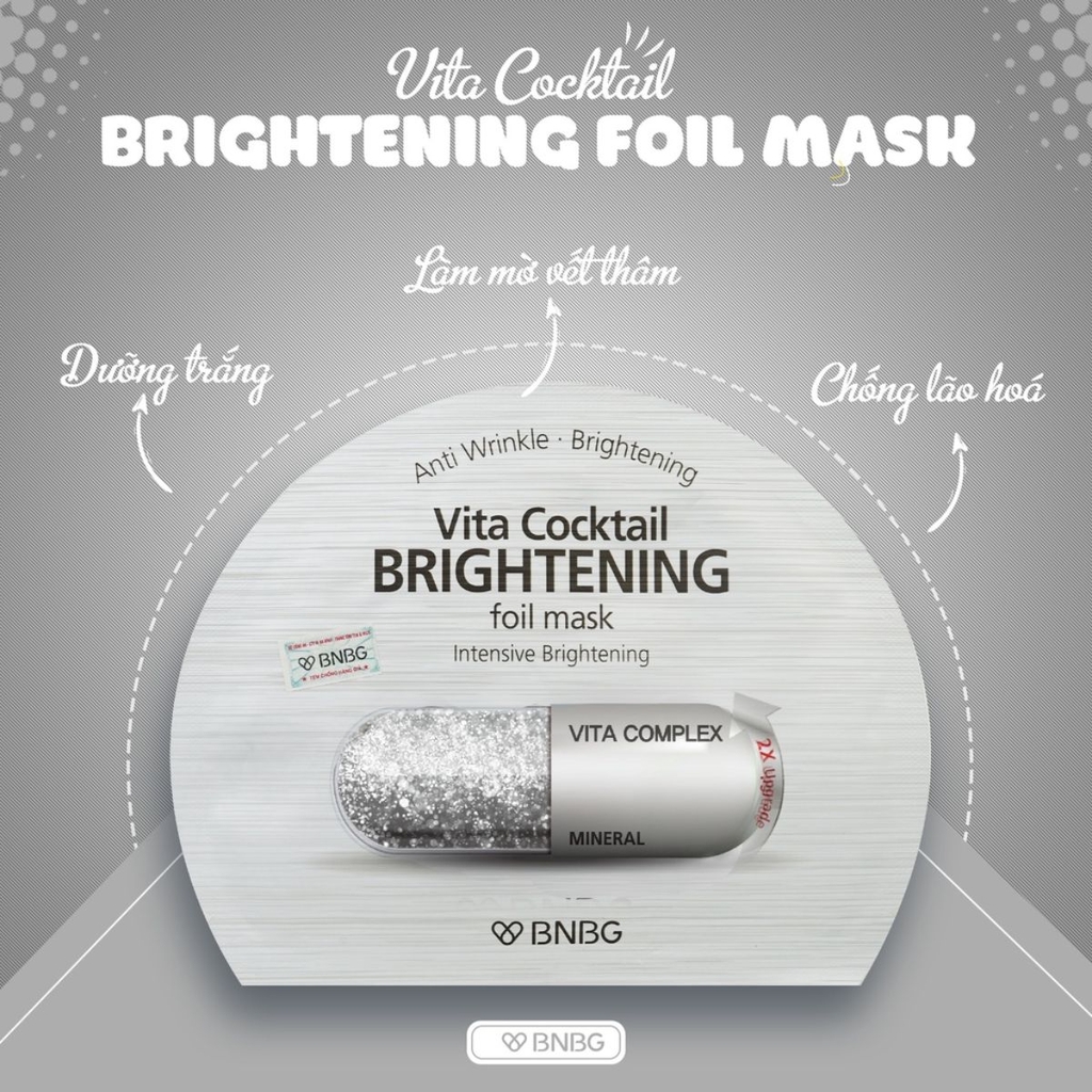 Mặt Nạ BNBG Vita Cocktail Foil Mask Cấp Ẩm Phục Hồi Chống Lão Hóa Hộp 10 Miếng