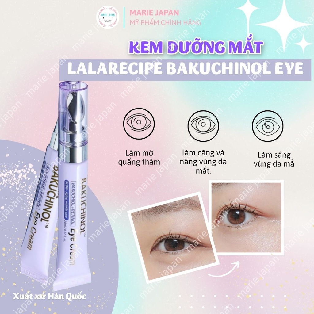 Kem Mắt Lalarecipe Bakuchiol Eye Cream Mờ Nếp Nhăn Hỗ Trợ Sáng Da Căng Mịn Vùng Mắt Hàn Quốc