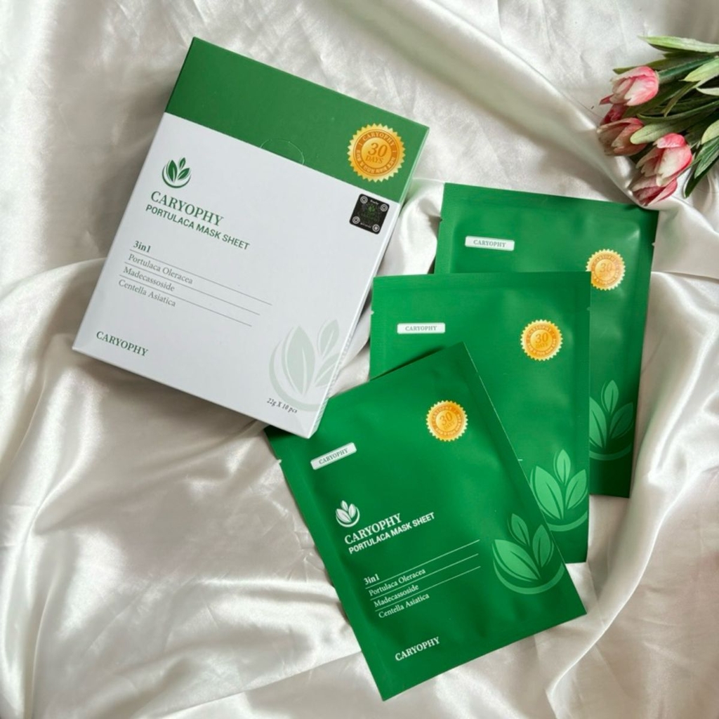 Mặt Nạ Tràm Trà Caryophy Portulaca Mask Sheet Cấp Ẩm Phục Hồi Giảm Mụn Hàn Quốc 22g