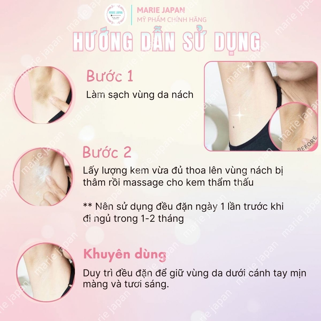 Kem Dưỡng Nách Himecoto Shiro Waki Dưỡng Trắng Sáng Mờ Thâm Ban Đêm Hime Night Pack Nhật Bản Hộp 30g