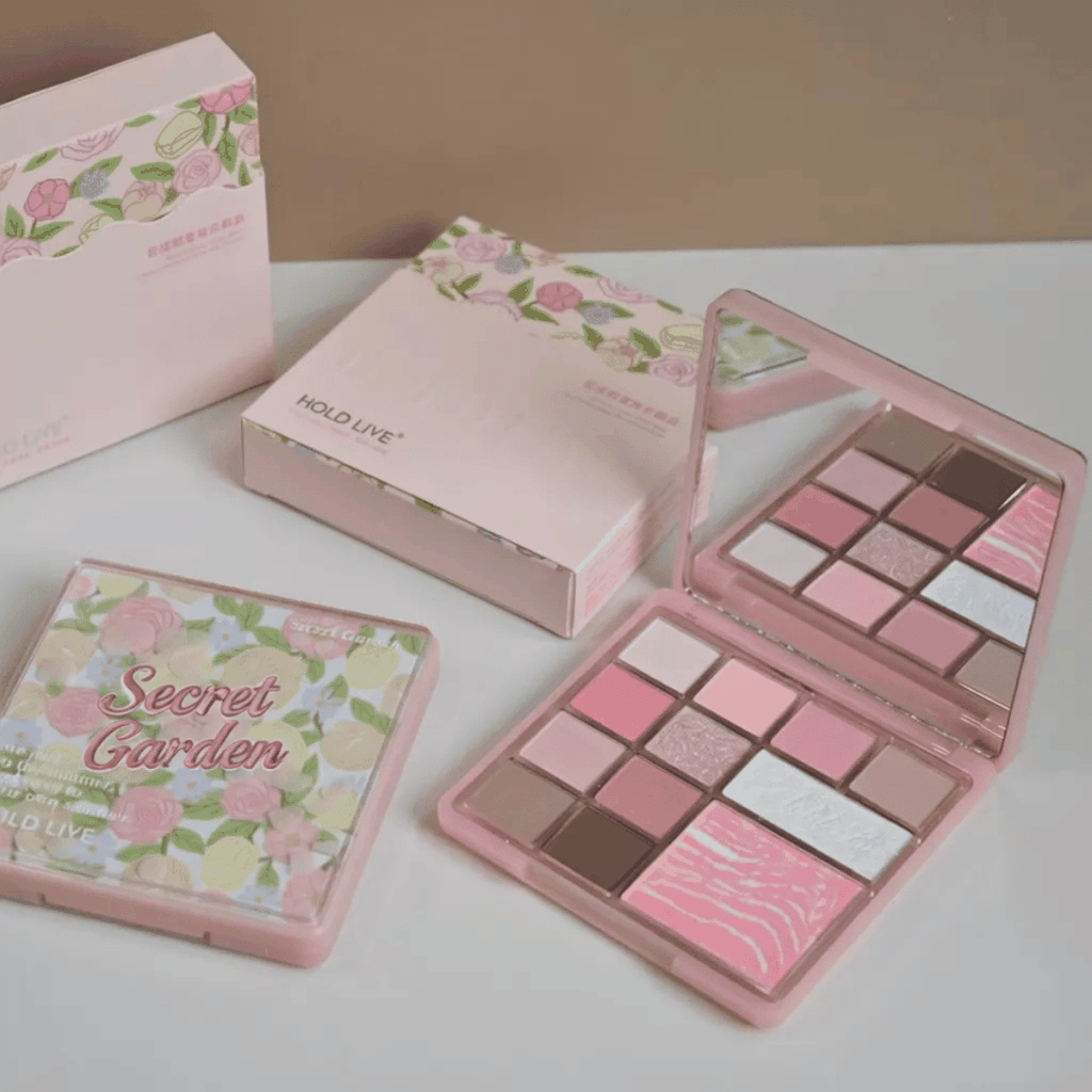 Bảng Phấn Mắt Má Đa Năng 12 Ô Hold Live  Highlight Siêu Sáng Floral Color Pink Mist HL755 15g