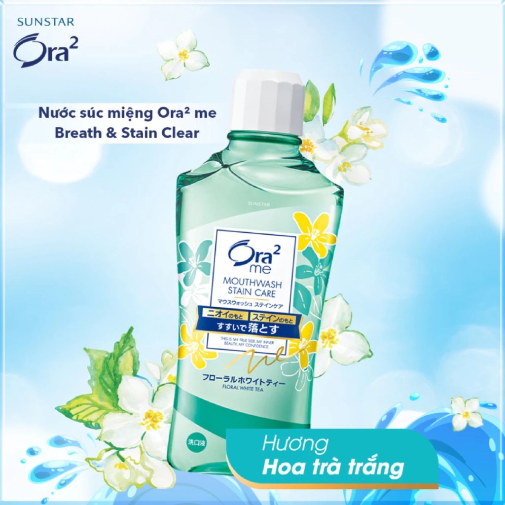 Nước Súc Miệng Ora2 Me Breath & Stain Clear Sạch Khoang Miệng Hơi  Thở Thơm Mát Nhật Bản Chai 460ml