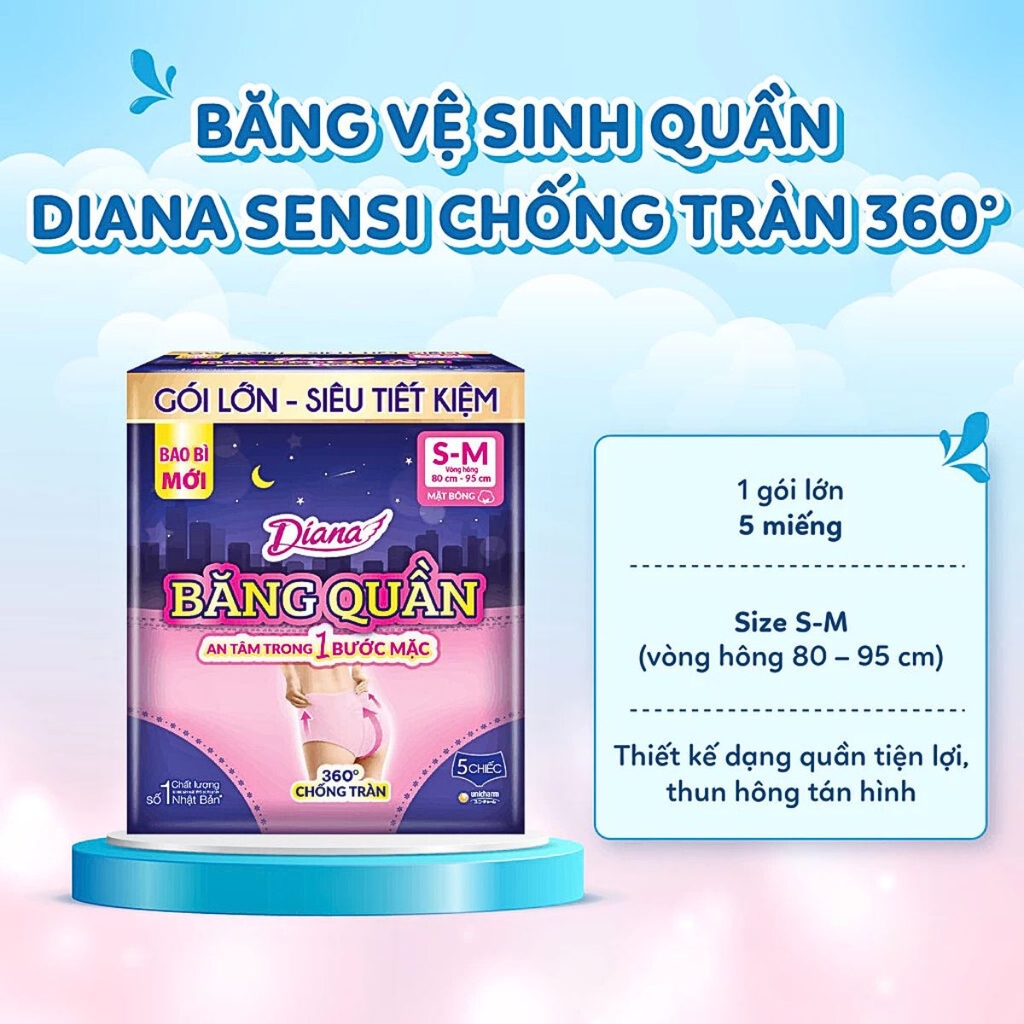 Băng Quần Diana Beauty Hip Ôm Sát Chống Tràn Thoải Mái Khô Thoáng Nhật Bản