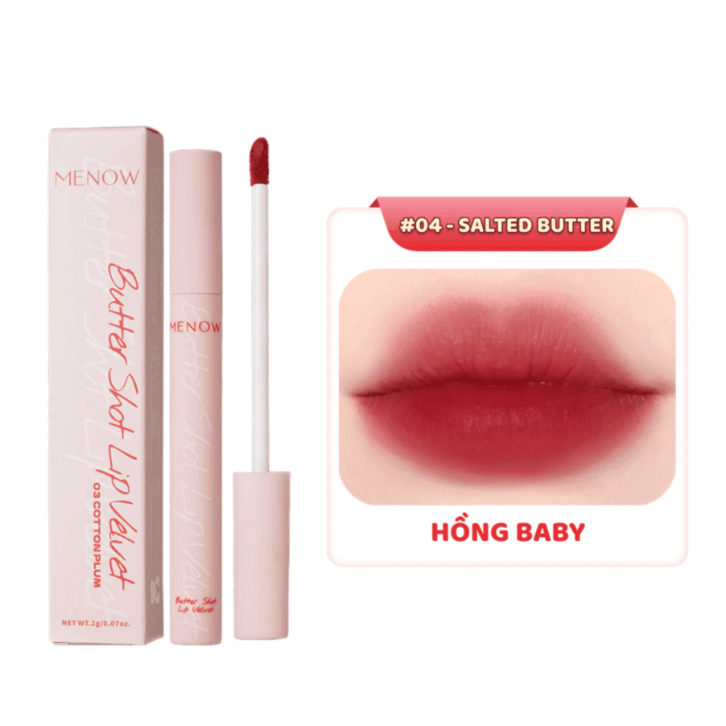 Son Kem Bùn Menow Mềm Mịn Không Khô Môi Butter Shot Liquid Velvet 2g