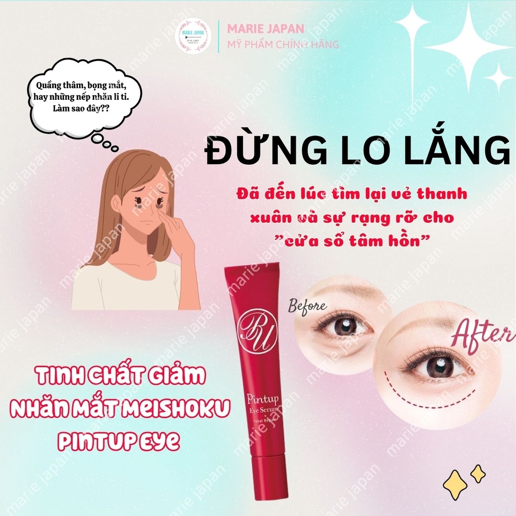 Tinh Chất Giảm Nhăn Mắt Meishoku Dưỡng Săn Chắc Mờ Thâm Sạm Pintup Eye Serum Nhật Bản Tuýp 15g - TẶNG 2 SAMPLE SERUM GIẢM NHĂN NA15