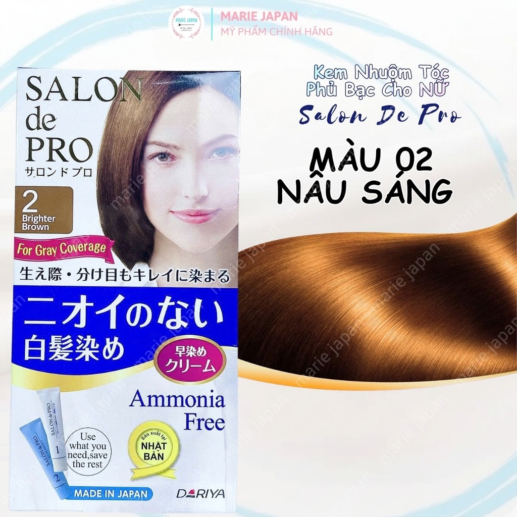 Kem Nhuộm Tóc Cho NỮ Salon De Pro Phủ Bạc Tự Nhiên Không Mùi Cao Cấp Nhật Bản 80G
