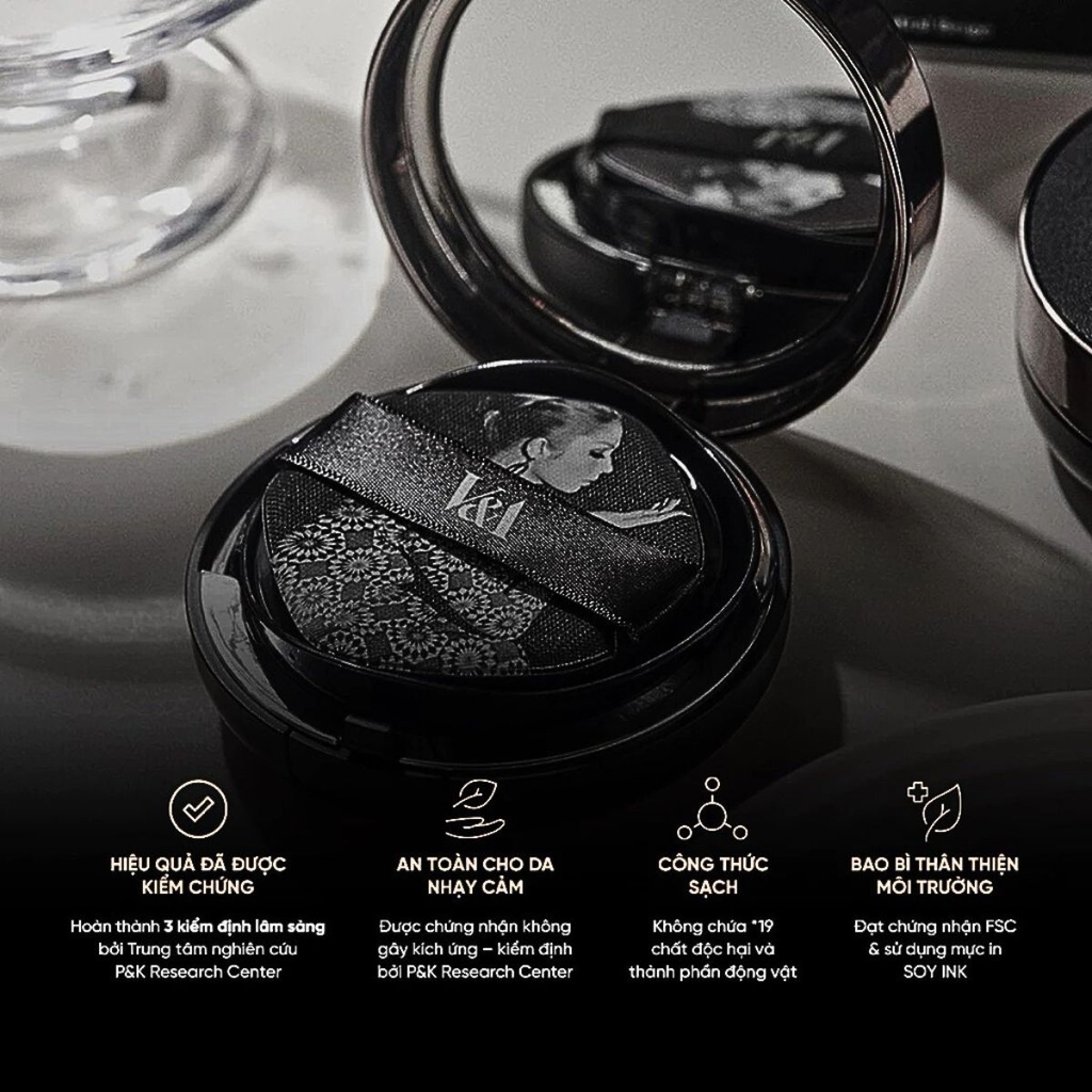 Cushion V&A Beauty Long Wear Foundation Che Khuyết Điểm Mịn Lì  Lâu Trôi Hàn Quốc Hộp 15g + Lõi Refill