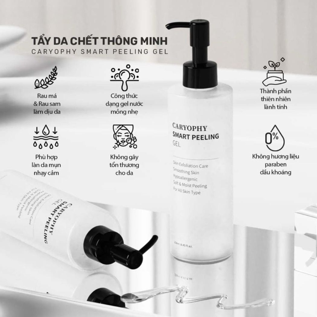 Gel Tẩy Da Chết Caryophy Smart Peeling Gel Sạch Sâu Giảm Mụn Sáng Mịn Hàn Quốc 250ml