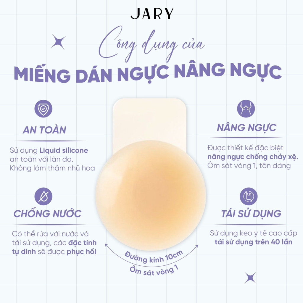 Miếng Dán Ngực Silicone Jary Nipple Covers Nâng Ngực Chống Mồ Hôi