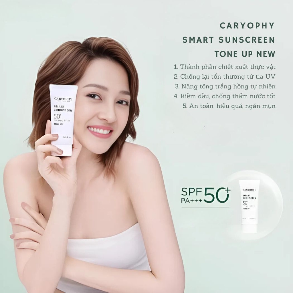 Kem Chống Nắng Caryophy Smart Sunscreen Tone Up Nâng Tông Dưỡng Sáng Ngăn Mụn Hàn Quốc 50ml
