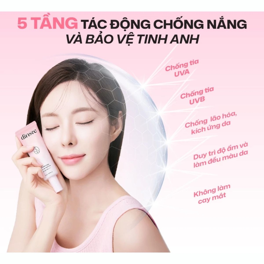 Kem Chống Nắng  Dinsee Premium Nâng Tone Triệt Sắc Ráo Mịn Vegan Tone Up Sunscreen SPF50+ PA++++ Hàn Quốc 50ml