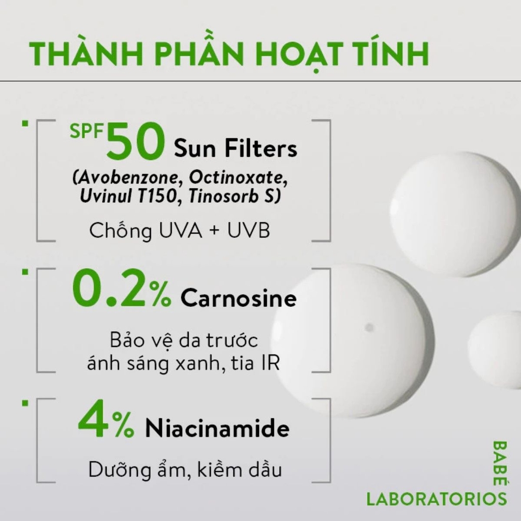 Kem Chống Nắng Babe Super Fluid Mattifying SPF50+ Kiềm Dầu Dưỡng Ẩm Mịn Da Tây Ban Nha 50ml