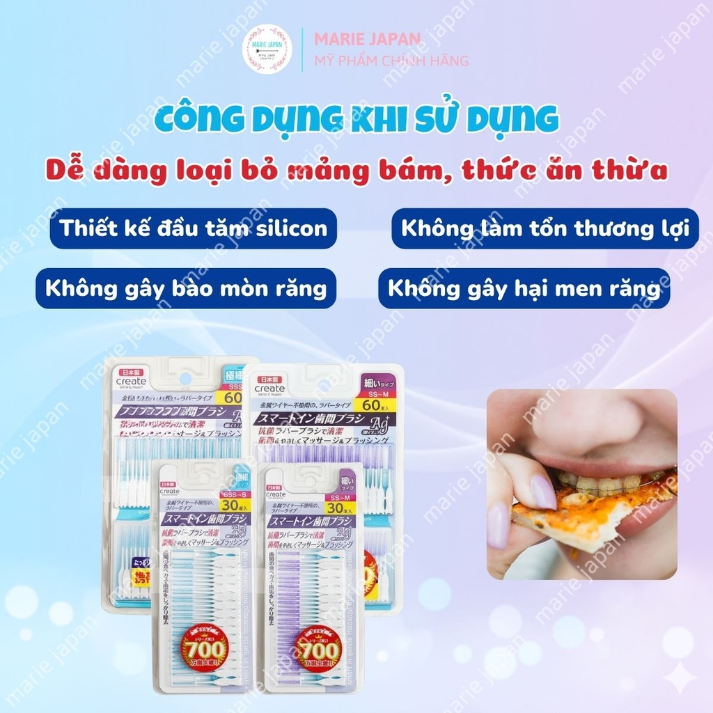 Tăm Silicon Smart Inn Interdental Làm Sạch Kẽ Răng Dịu Nhẹ An Toàn Nhật Bản