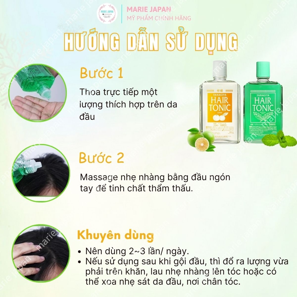 Tinh Dầu Dưỡng Tóc Yanagiya Hair Tonic Giảm Gãy Rụng Kích Thích Mọc Tóc Chắc Khỏe Mềm Mượt Nhật Bản Chai 240ml