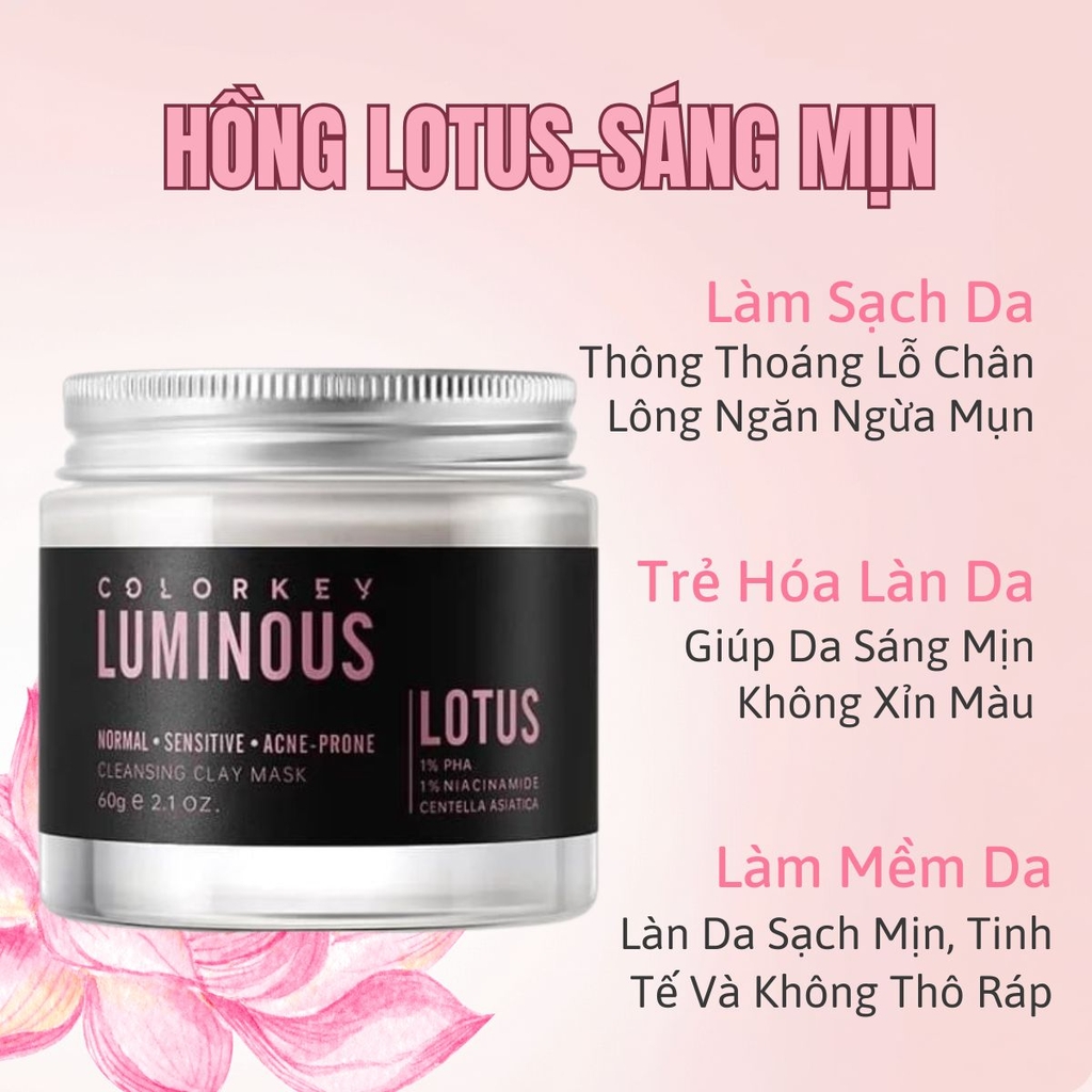 Mặt Nạ Bùn Colorkey Luminous Sạch Sâu Giảm Bã Nhờn Dưỡng Da  Sáng Mịn Purifying Clay Mask