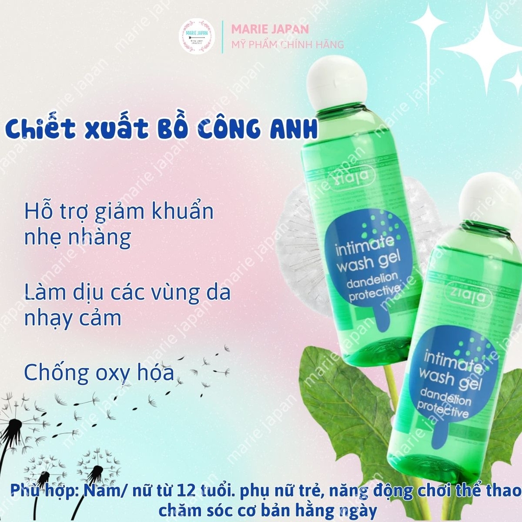 Dung Dịch Vệ Sinh Intimate ZIAJA Wash Gel Dưỡng Ẩm Khử Mùi Cân Bằng PH Chai 200ml
