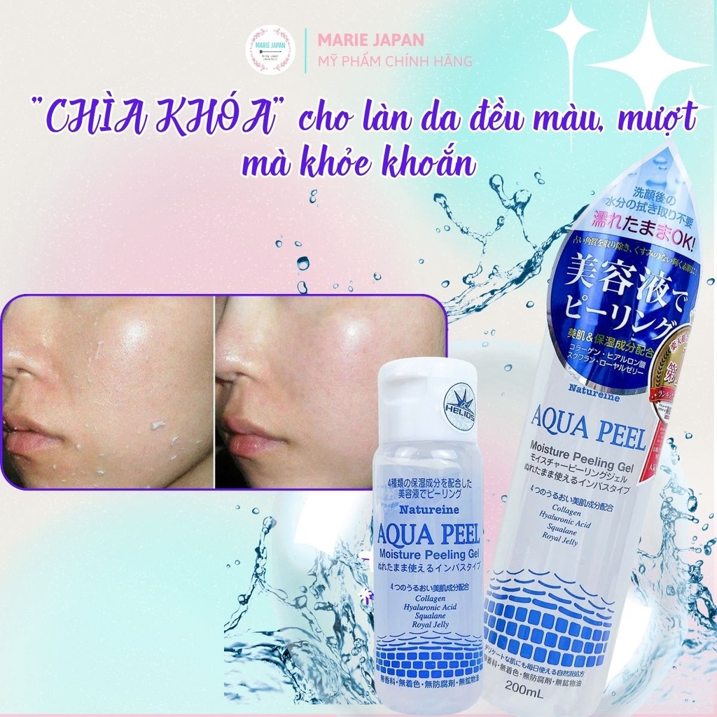 Tẩy Tế Bào Chết Natureine Aqua Peel Gel Sạch Dịu Nhẹ Dưỡng Ẩm Sáng Da Nhật Bản Chai 200ml 