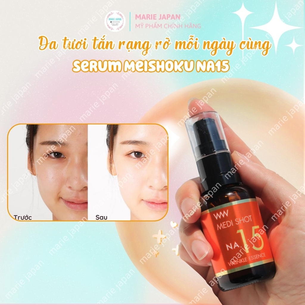 Serum Meishoku NA15 Dưỡng Sáng Cải Thiện Nếp Nhăn Ngừa Lão Hóa Medi Shot Wrinkle Essence Nhật Bản Chai 30ml