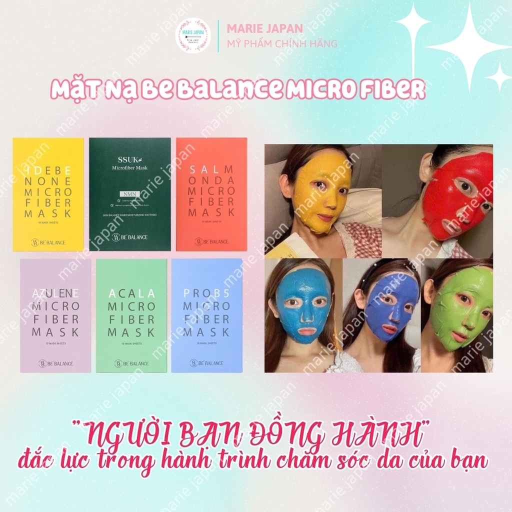 Mặt Nạ Vải Vi Sợi Be’Balance Micro Fiber Cấp Ẩm Làm Dịu Da Phục Hồi Tổn Thương Hàn Quốc FULL Hộp 10 Miếng