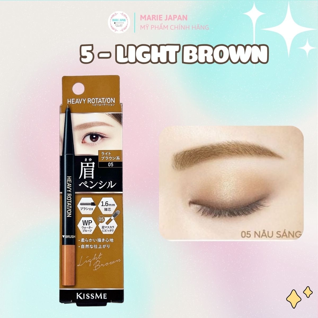 Chì Kẻ Mày 2 Đầu Kiss Me Heavy Rotation Tự Nhiên Sắc Nét Chống Lem Trôi Eyebrow Pencil & Powder Nhật Bản