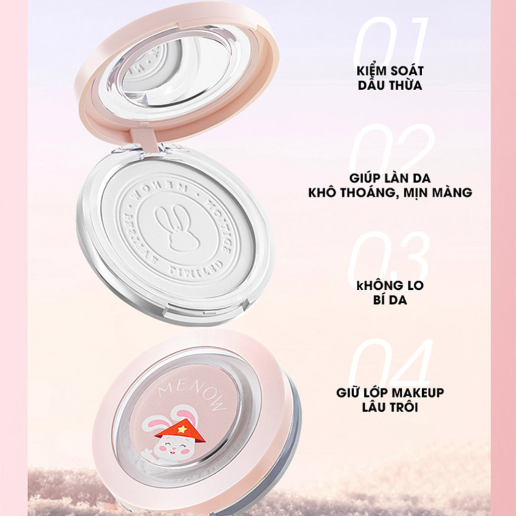 [MUA 1 TẶNG 1] Phấn Phủ Nén MENOW Rabbit Compact Powder Kiềm Dầu Chống Nước Che Phủ Hoàn Hảo 8.5g