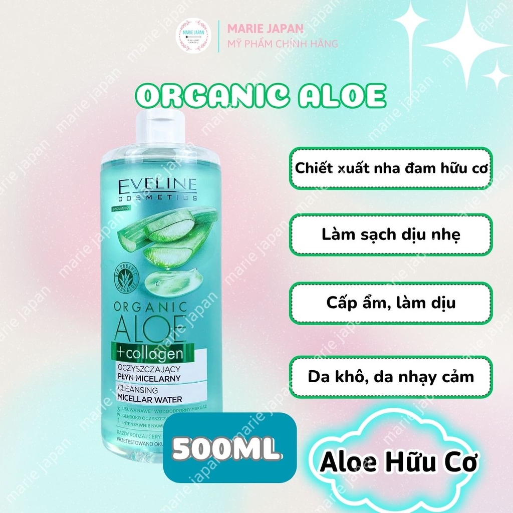 Nước Tẩy Trang Eveline Micellar Water Và Tinh Chất Rau Má Làm Dịu Dưỡng Ẩm Phục Hồi Da