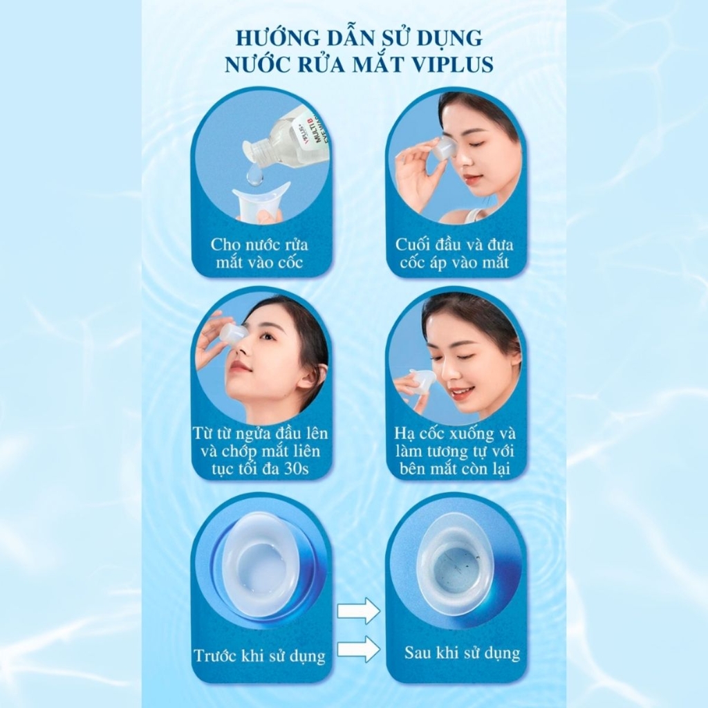Nước Rửa Mắt VIPLUS+ Loại Bỏ Bụi Bẩn Dưỡng Ẩm Làm Dịu Mắt Multi B Eye Wash 300ml - TẶNG MẶT NẠ XÔNG HƠI MẮT