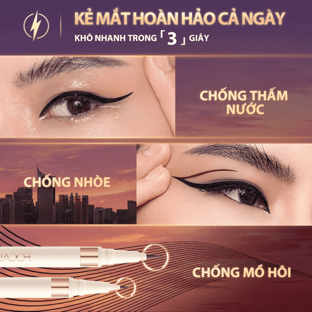 Kẻ Mắt Nước 2 Đầu Focallure Cao Cấp Siêu Mảnh, Bền Màu Ultra-Skinny Liquid FA309 LL01 1,2g