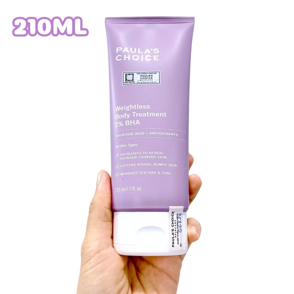 Kem Dưỡng Thể Paula's Choice Weightless Body Treatment 2% BHA Cấp Ẩm Giảm Viêm Lỗ Chân Lông Mỹ