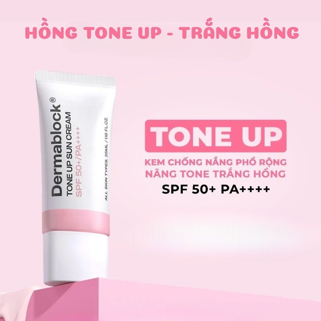 Kem Chống Nắng Dermablock Sun Cream SPF 50+ PA++++ Bảo Vệ Da Dưỡng Ẩm Nâng Tone Hàn Quốc Tuýp 35ml